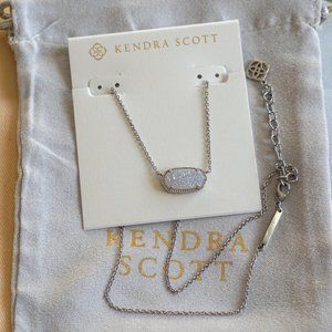 Kendra Scott Elisa Silver Necklace in Iridescent Drusy with Dust Bag